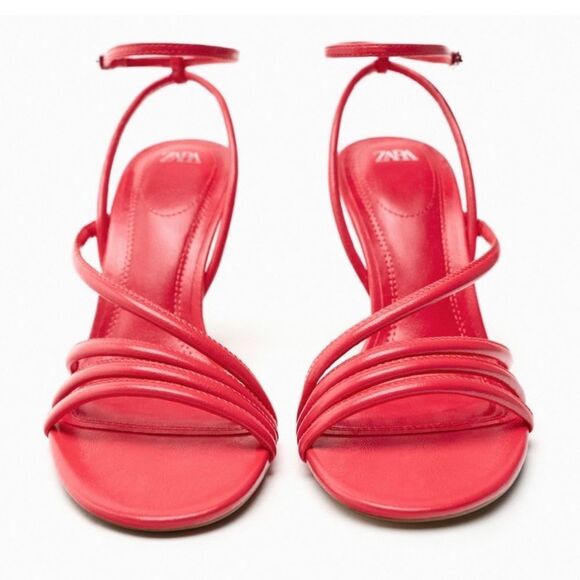 NWT ZARA Women’s Hot Pink High Heeled Strap Sandals size (41) US 10 - Picture 3 of 16